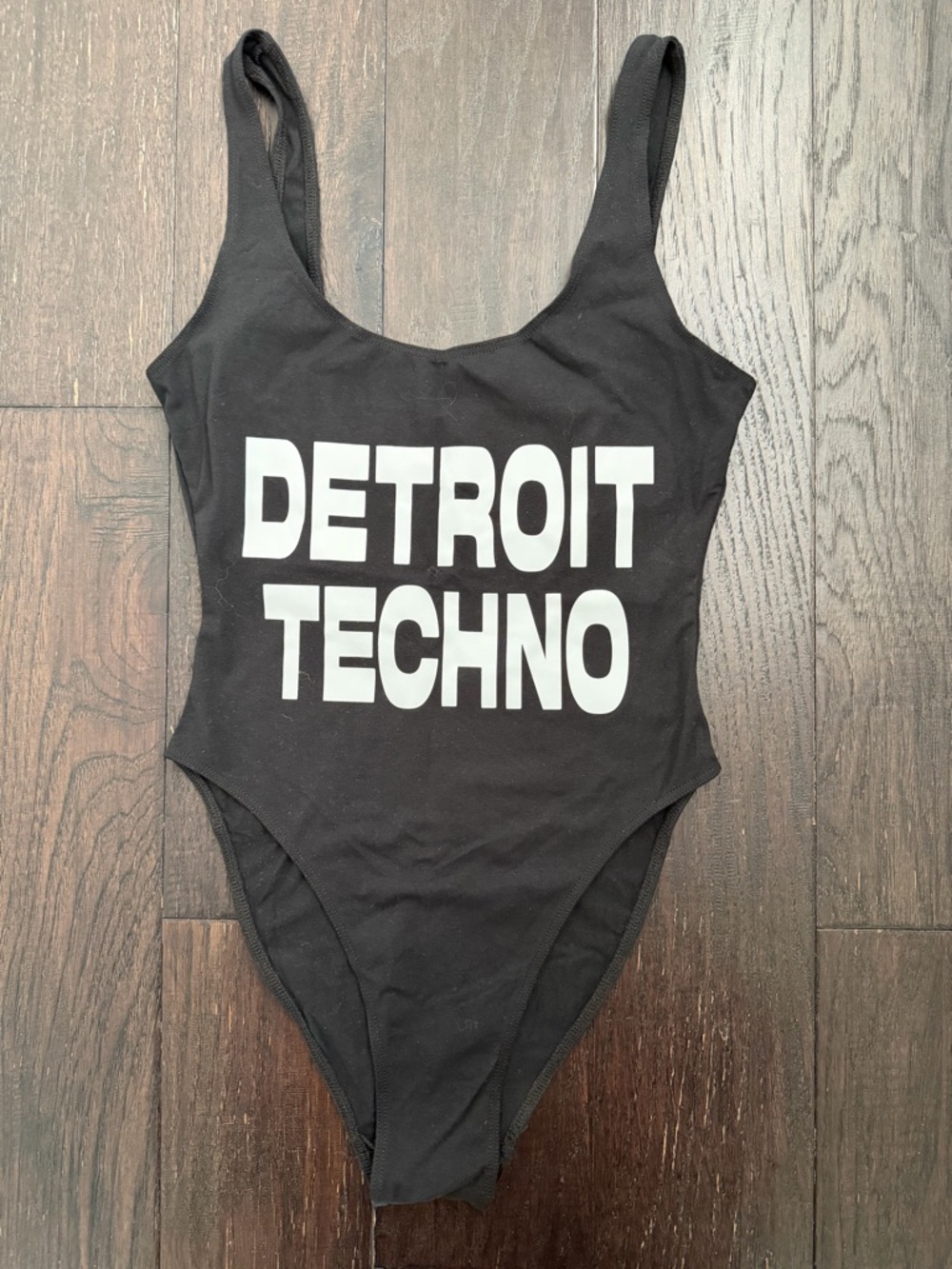 Black 'Detroit Techno' Graphic Bodysuit from Movement Electronic Music Festival